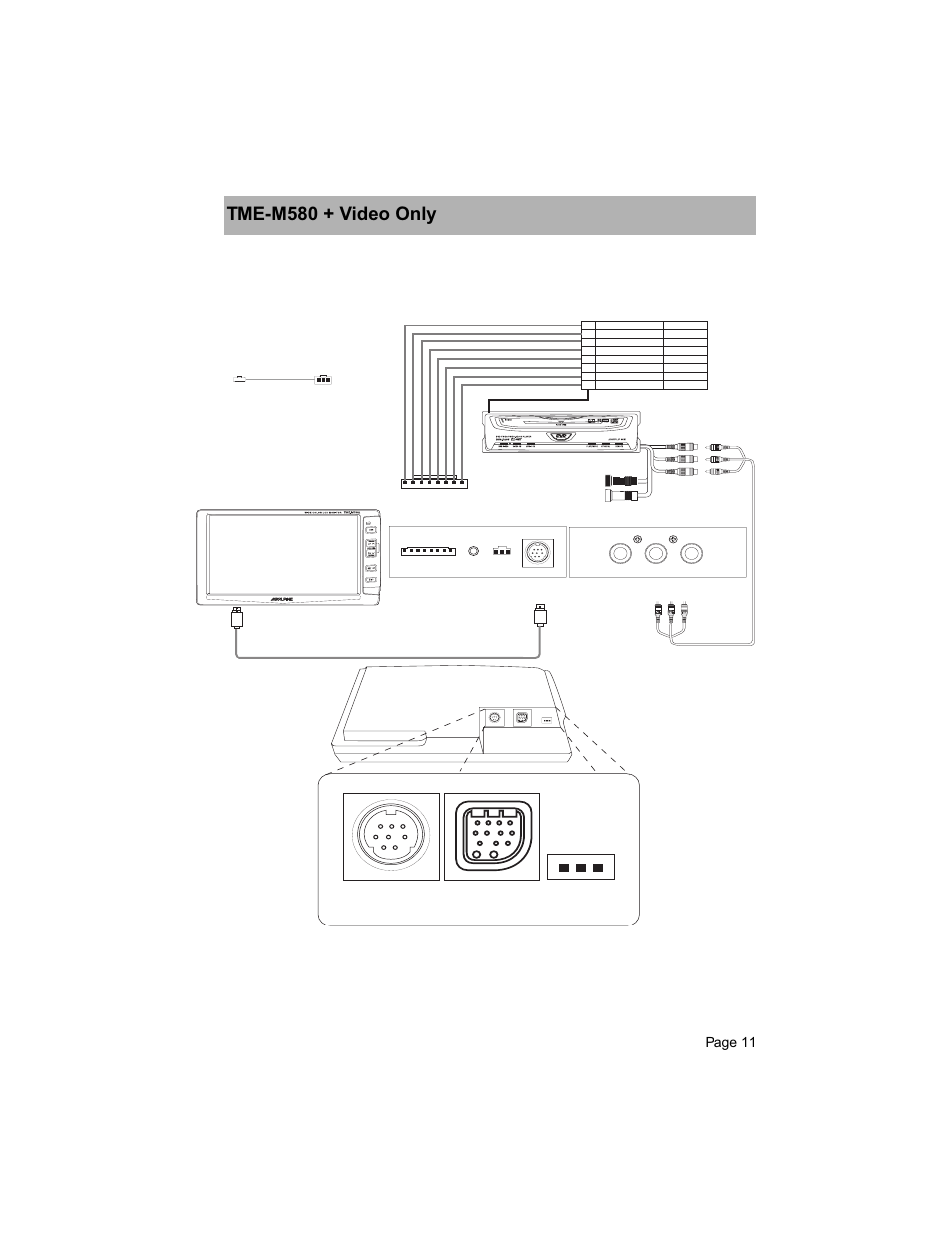 Tme-m580 + video only, Page 11 | Alpine TME-M580 User Manual | Page 11 / 12