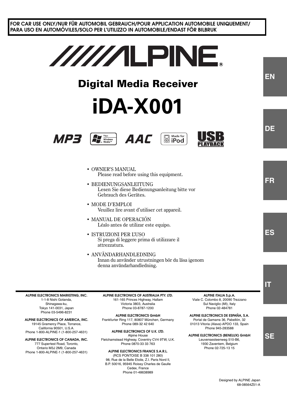 Alpine iDA-X001 User Manual | 35 pages