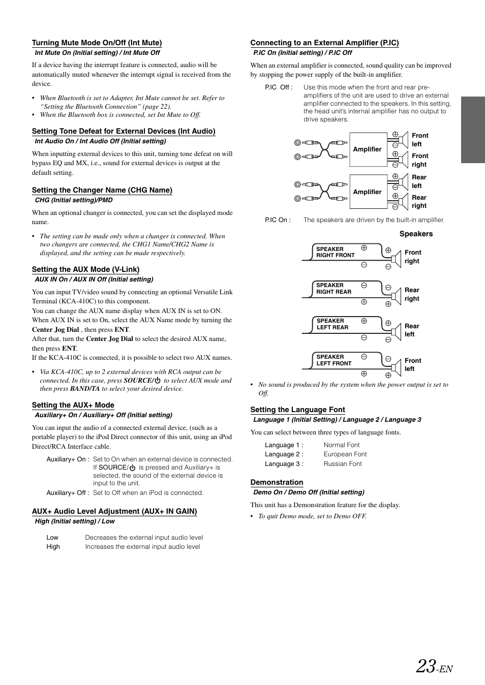 Int audio), Aux+ in gain) | Alpine iDA-X001 User Manual | Page 25 / 35