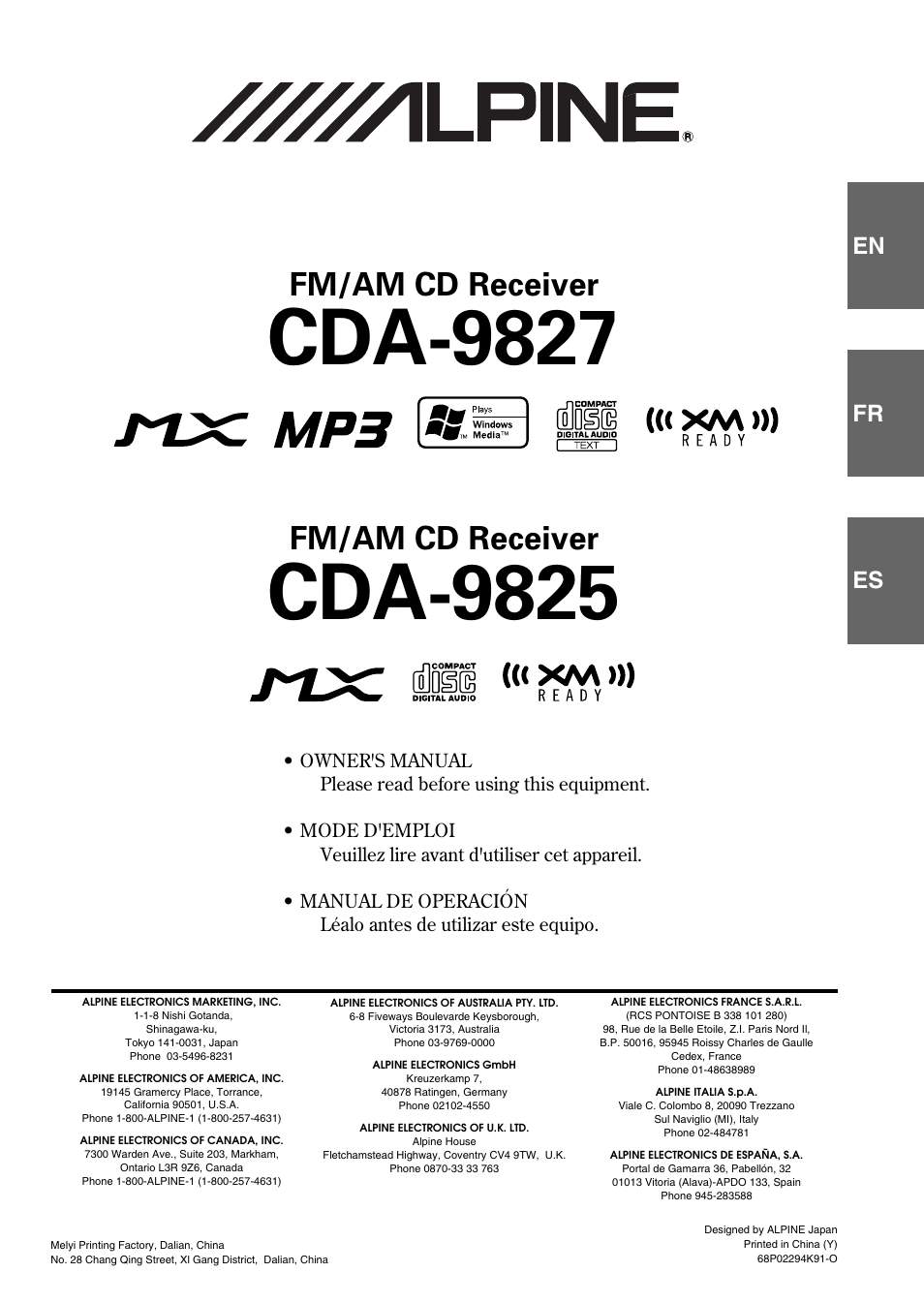 Alpine CDA-9827 User Manual | 40 pages