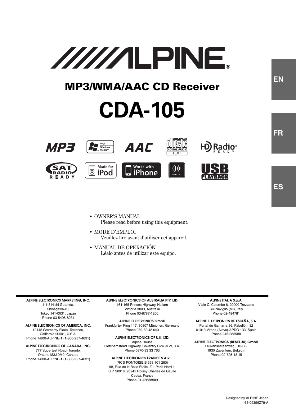 Alpine CDA-105 User Manual | 47 pages