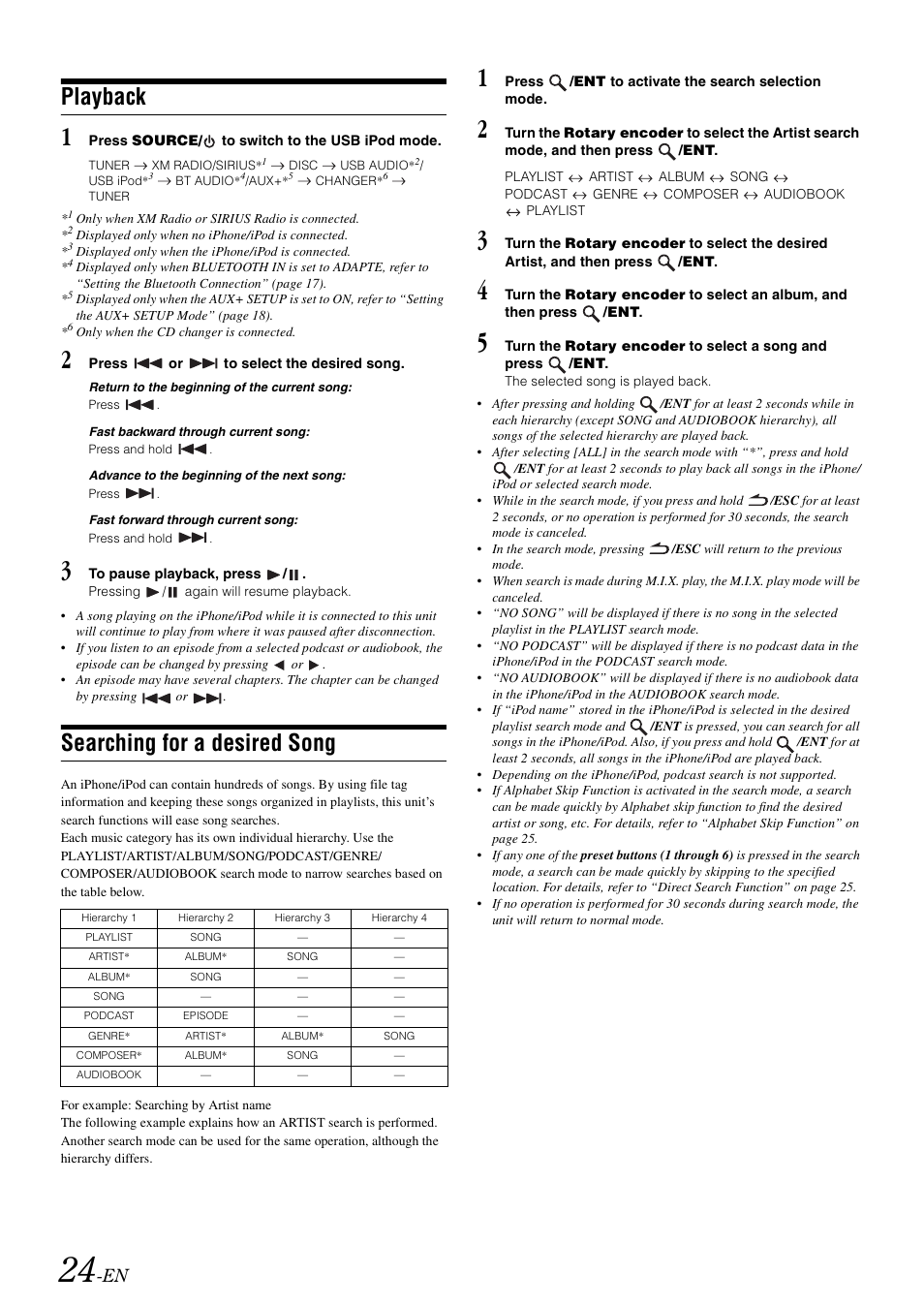 Playback, Searching for a desired song | Alpine CDA-105 User Manual | Page 26 / 47