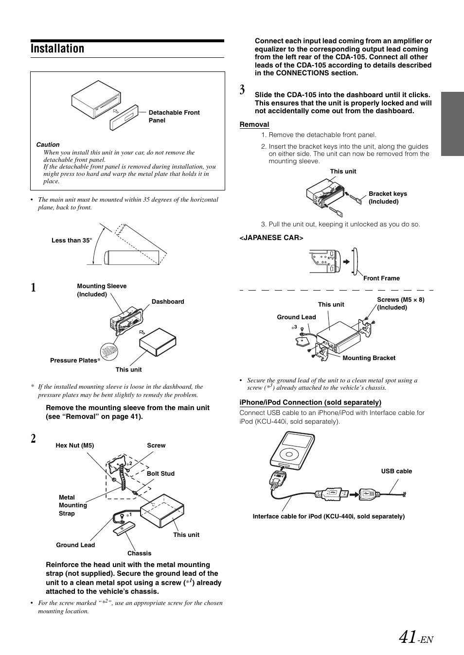 Installation | Alpine CDA-105 User Manual | Page 43 / 47