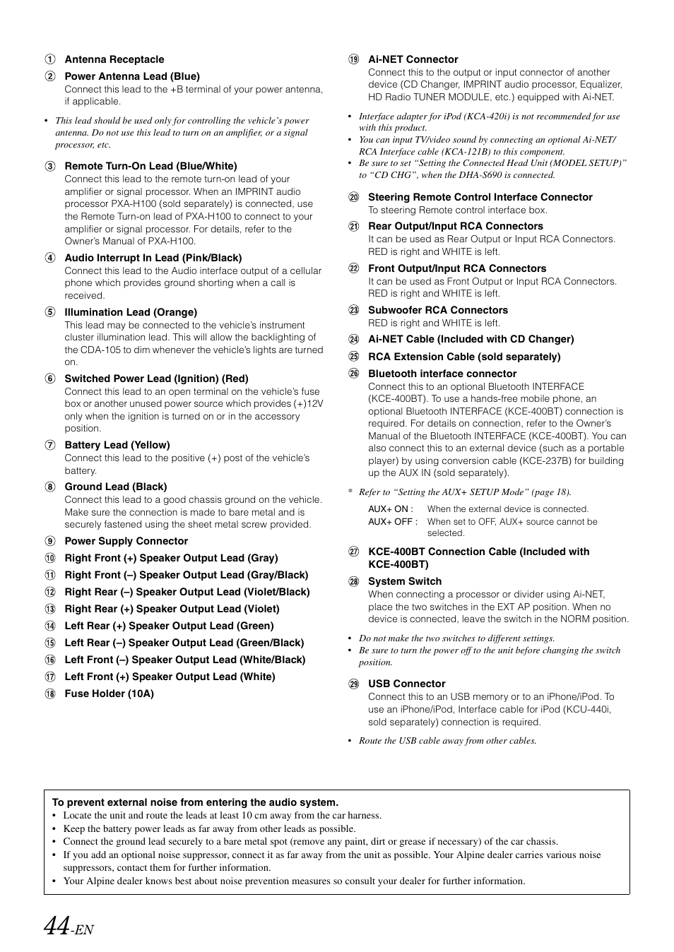 Alpine CDA-105 User Manual | Page 46 / 47