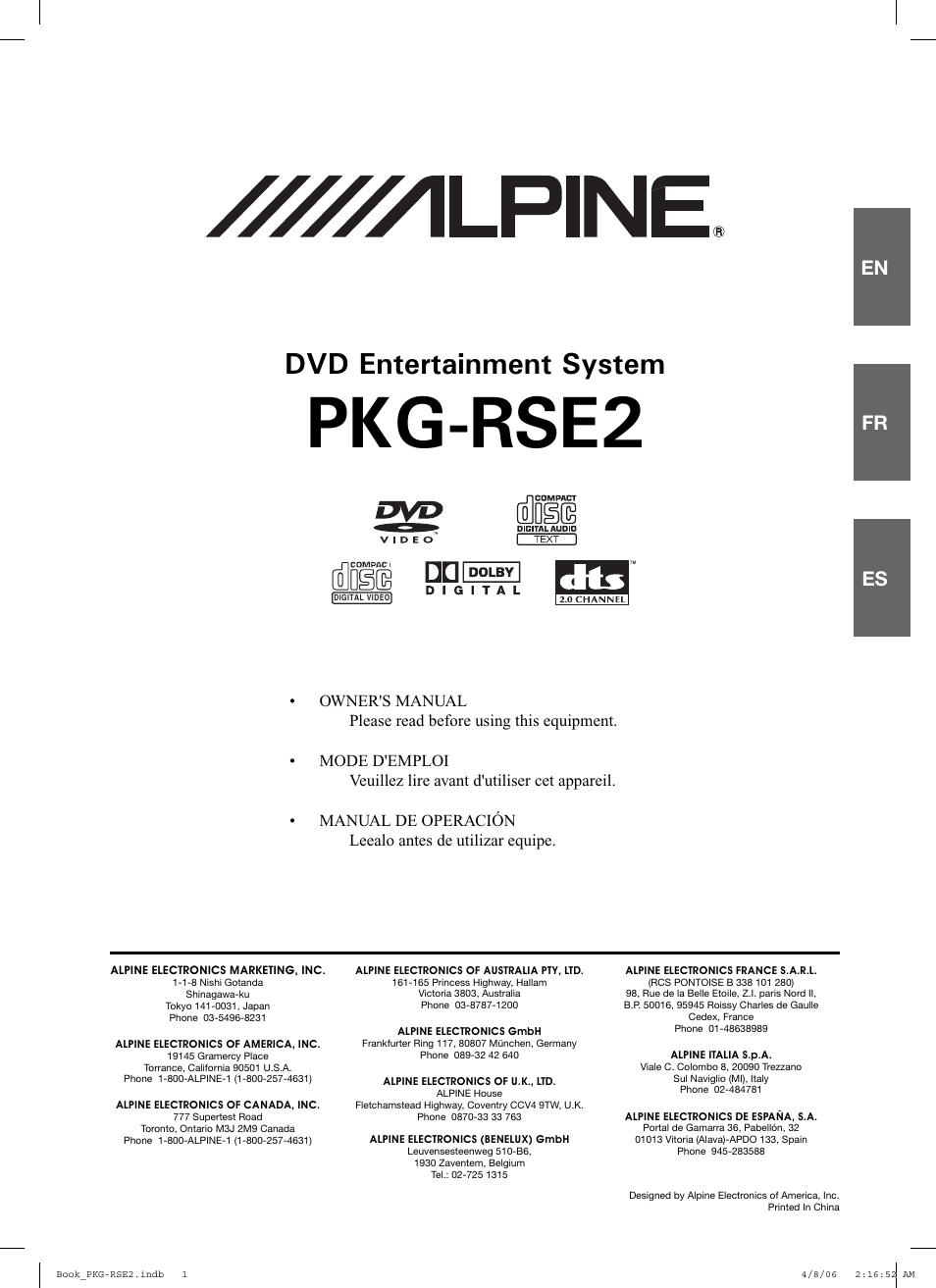 Alpine PKG-RSE2 User Manual | 108 pages