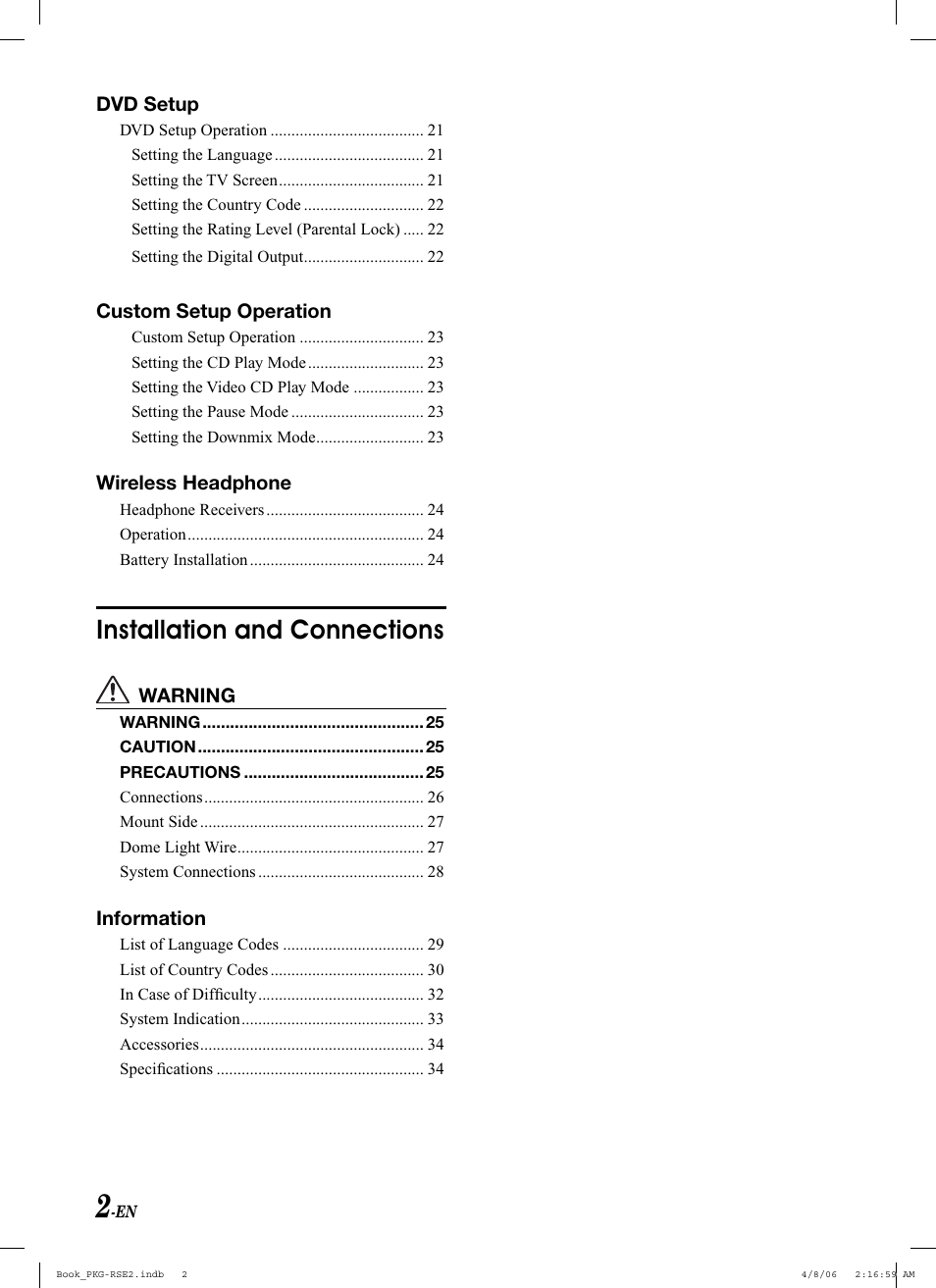 Installation and connections | Alpine PKG-RSE2 User Manual | Page 4 / 108