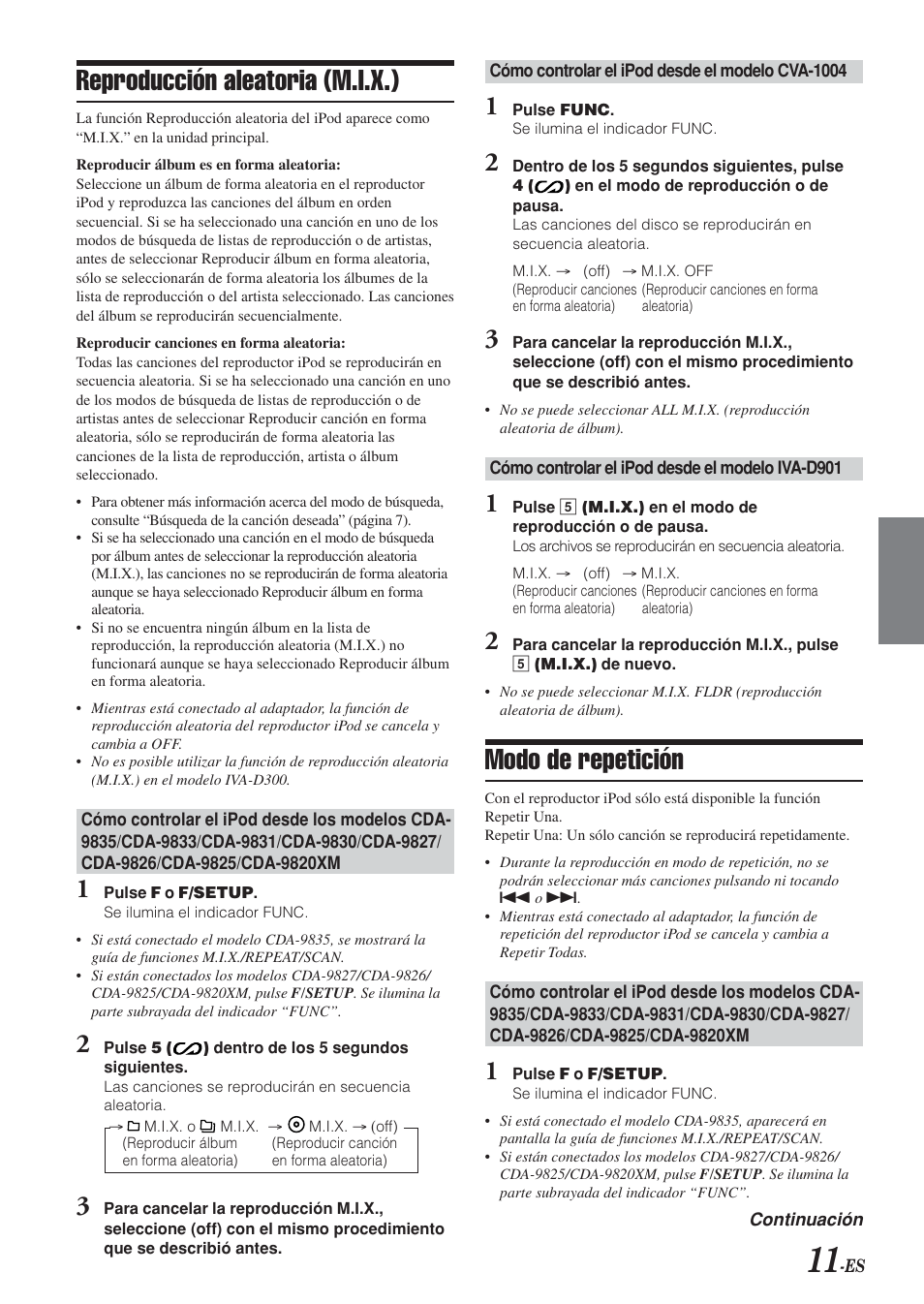 Reproducción aleatoria (m.i.x.), Modo de repetición | Alpine KCA-420i User Manual | Page 26 / 44