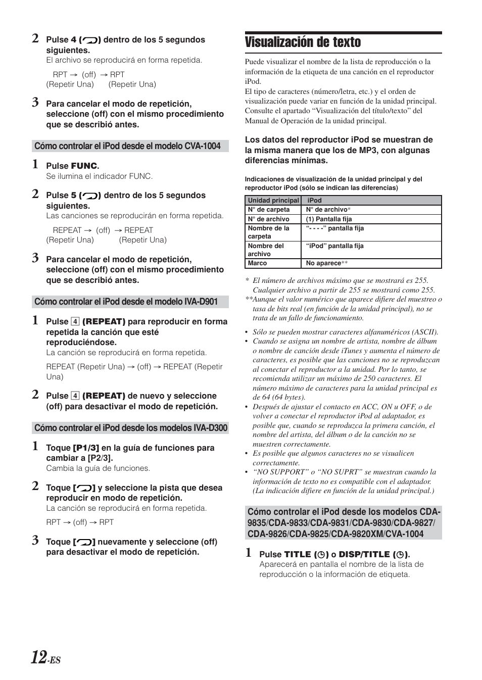 Visualización de texto | Alpine KCA-420i User Manual | Page 27 / 44