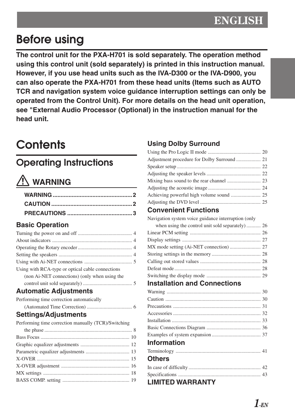 Alpine MULTIMEDIA MANAGER PXA-H701 User Manual | Page 3 / 48