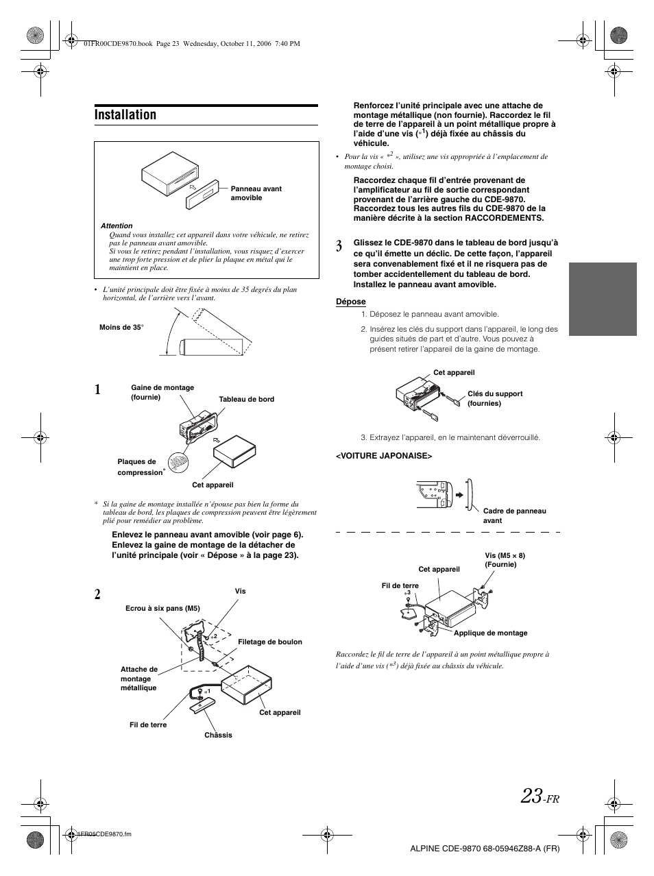 Installation | Alpine CDE-9870 User Manual | Page 52 / 84