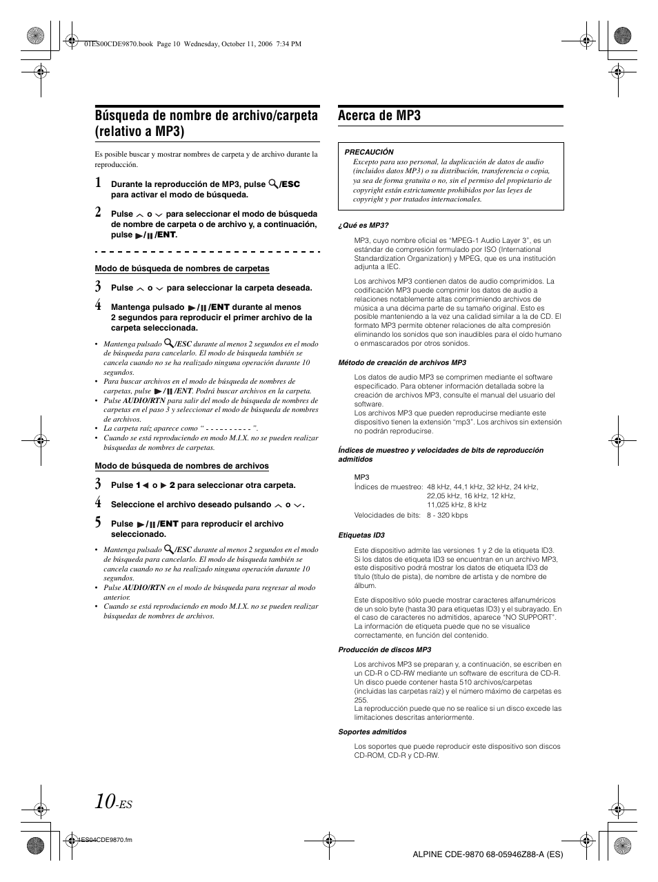 Acerca de mp3 | Alpine CDE-9870 User Manual | Page 66 / 84