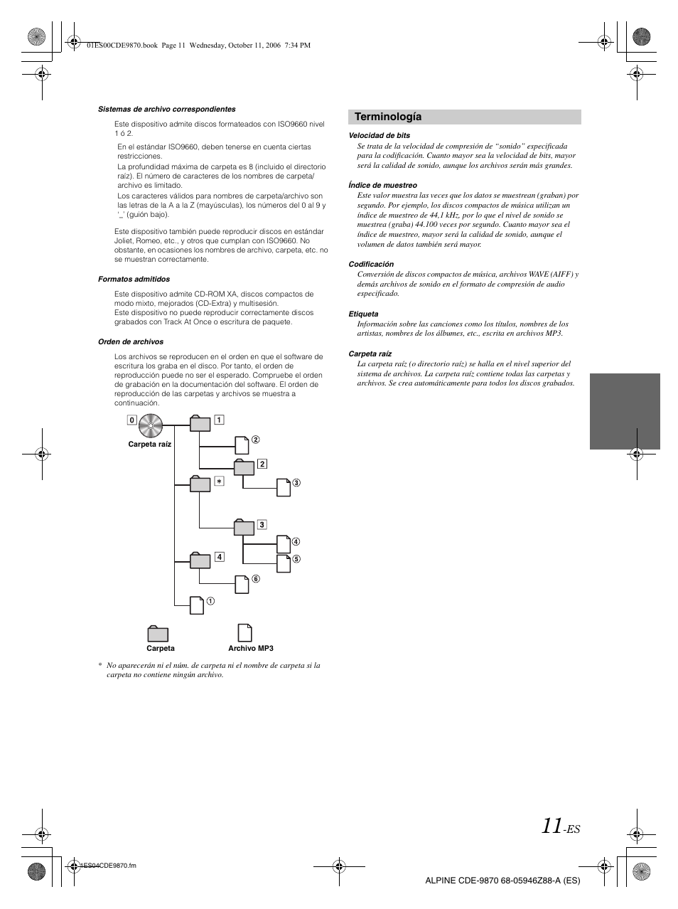 Terminología | Alpine CDE-9870 User Manual | Page 67 / 84