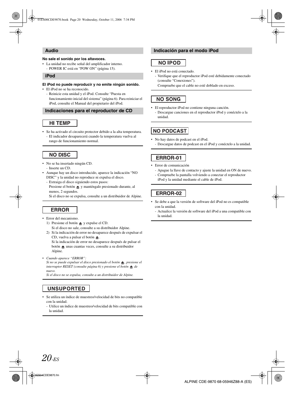 Alpine CDE-9870 User Manual | Page 76 / 84