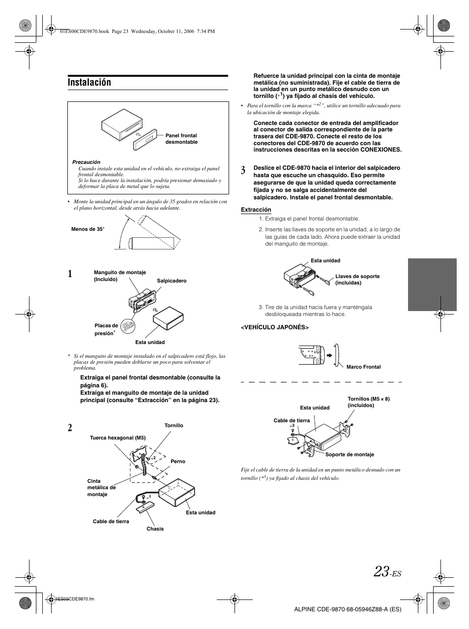 Instalación | Alpine CDE-9870 User Manual | Page 79 / 84