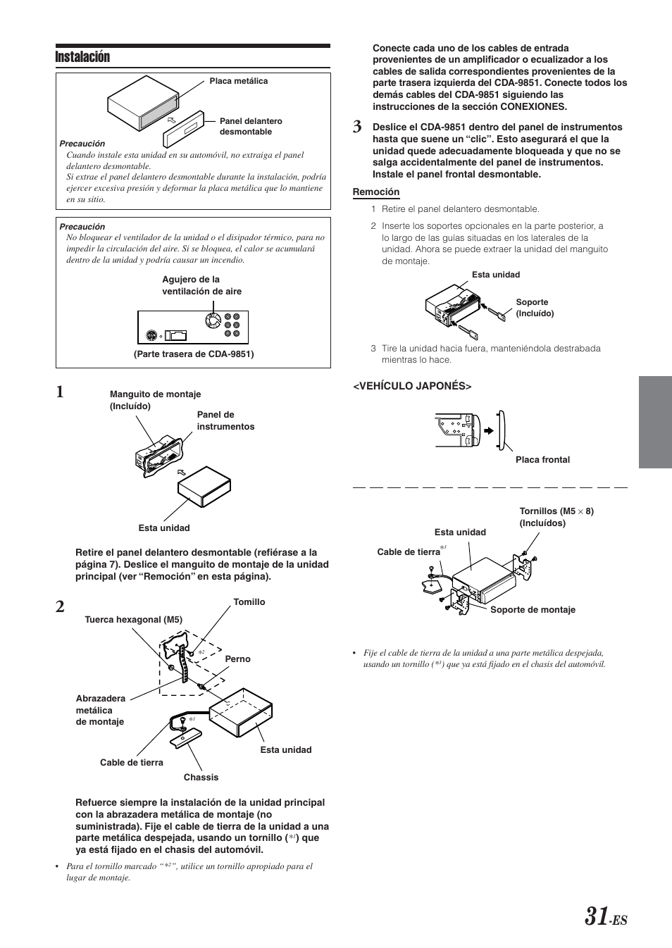 Instalación | Alpine CDA-9851 User Manual | Page 101 / 103