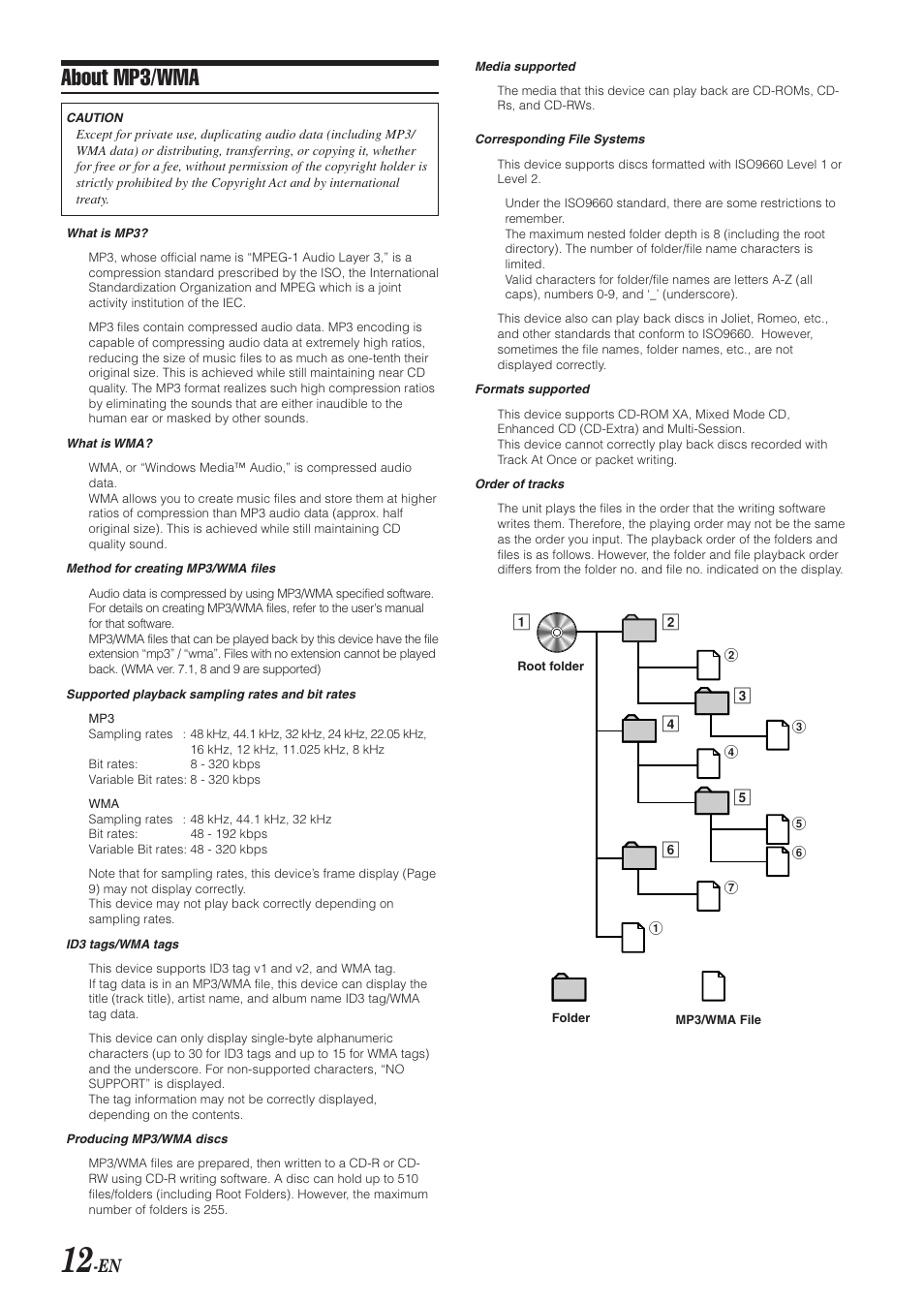 About mp3/wma | Alpine CDA-9851 User Manual | Page 13 / 103