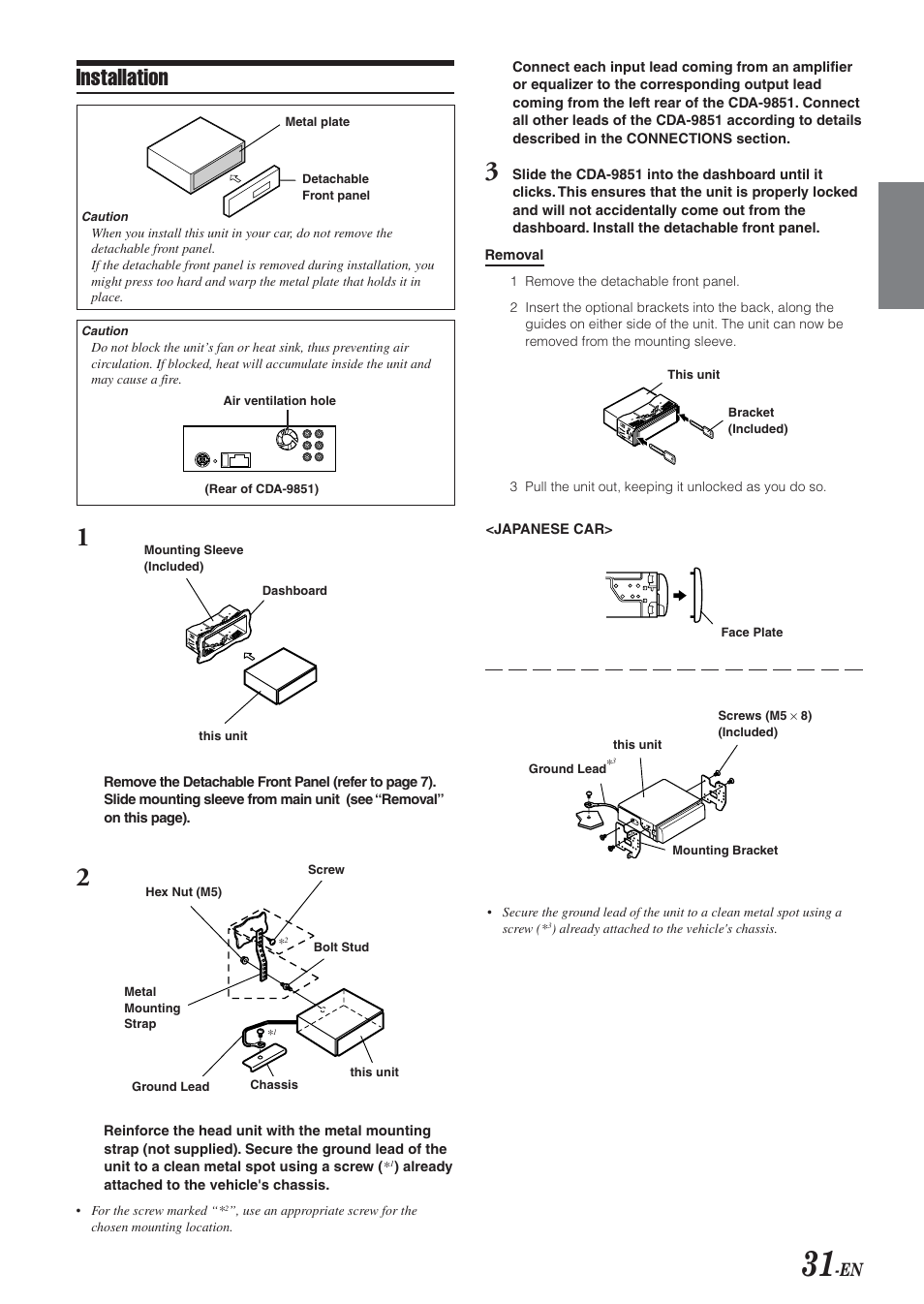 Installation | Alpine CDA-9851 User Manual | Page 32 / 103