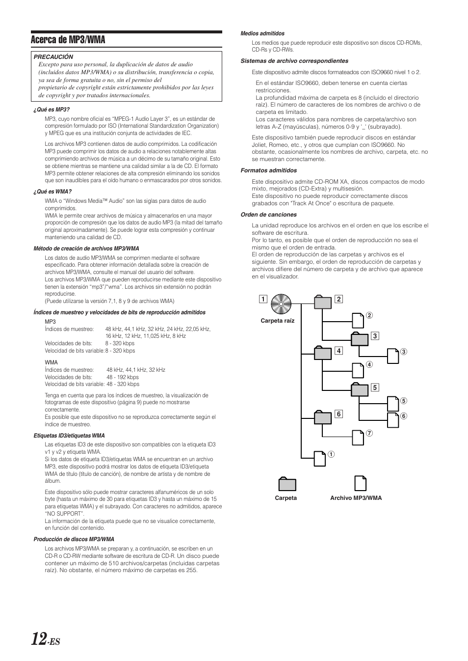 Acerca de mp3/wma | Alpine CDA-9851 User Manual | Page 82 / 103