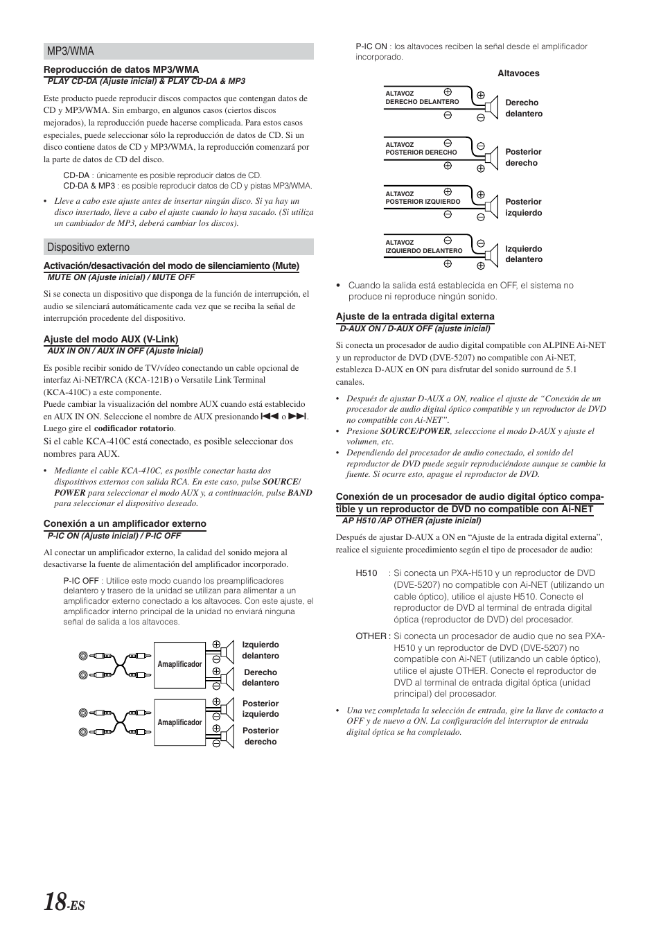 Mp3/wma, Dispositivo externo | Alpine CDA-9851 User Manual | Page 88 / 103