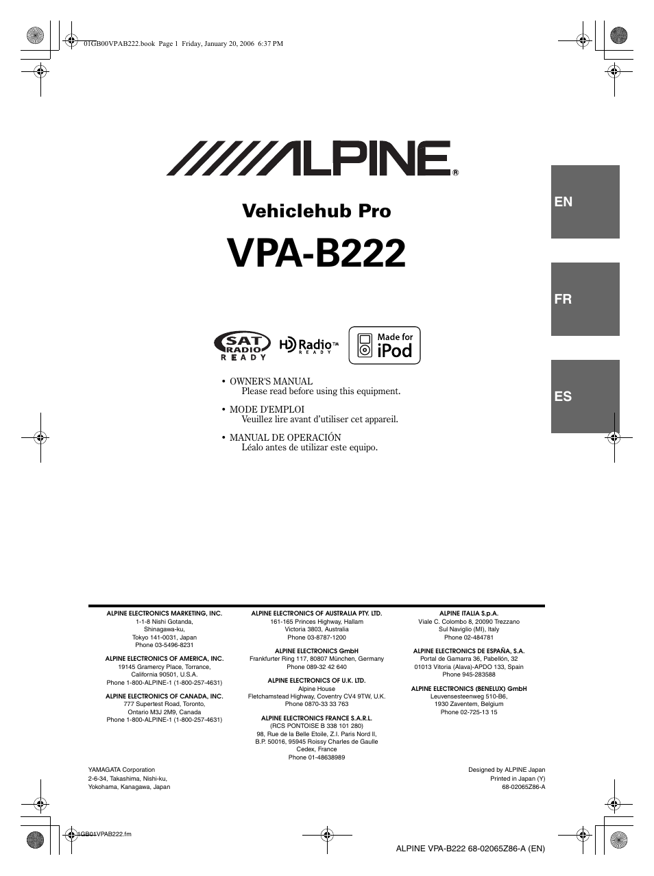 Alpine VPA-B222 User Manual | 61 pages