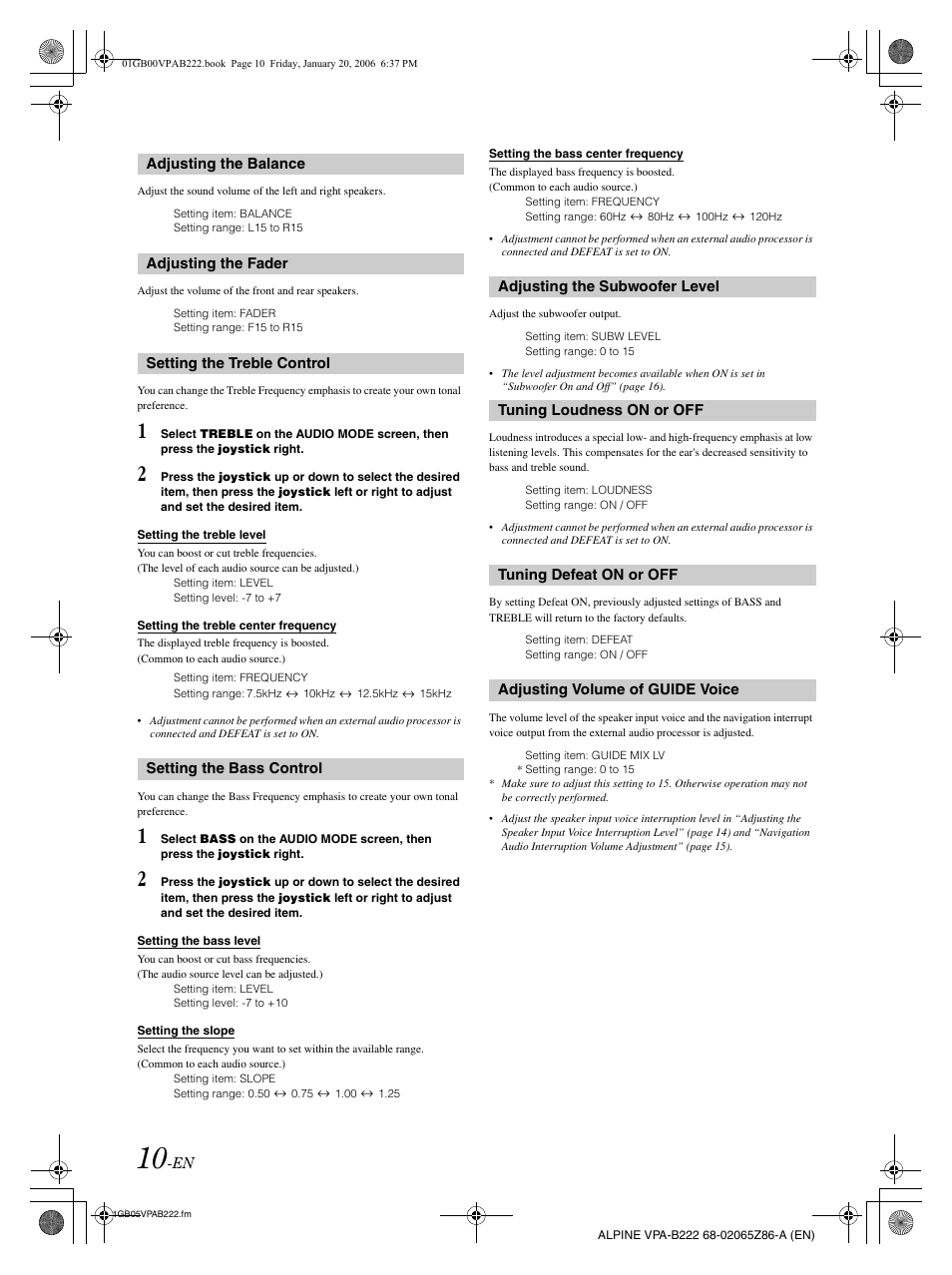 Alpine VPA-B222 User Manual | Page 12 / 61