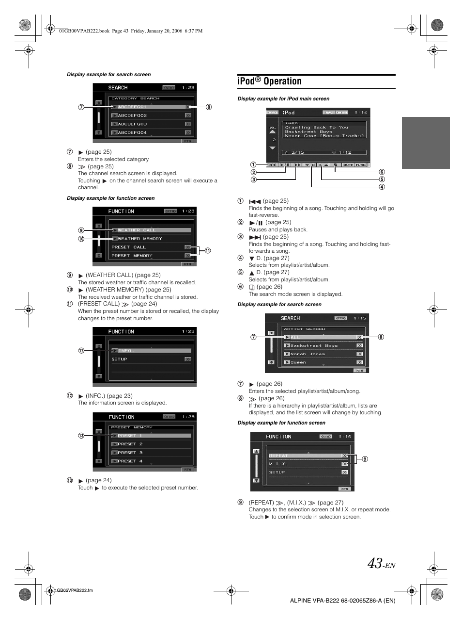 Ipod, Operation | Alpine VPA-B222 User Manual | Page 45 / 61