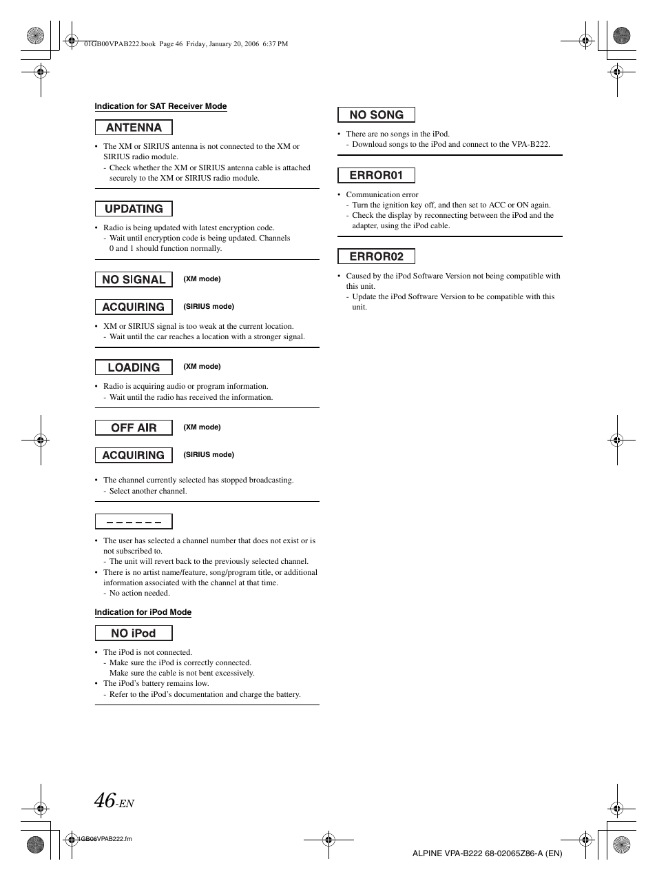 Alpine VPA-B222 User Manual | Page 48 / 61