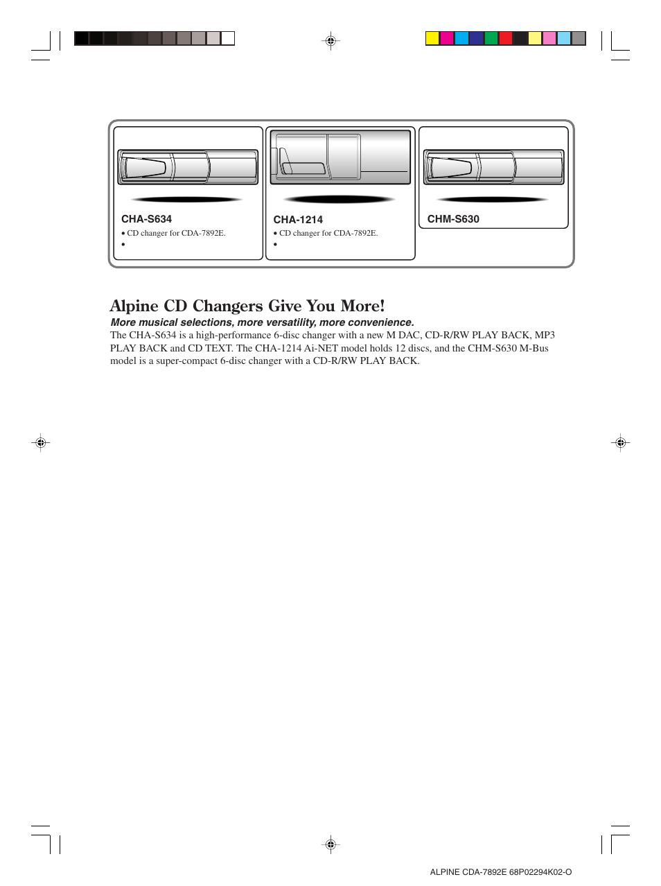 Alpine cd changers give you more | Alpine CDA-7892E User Manual | Page 2 / 32