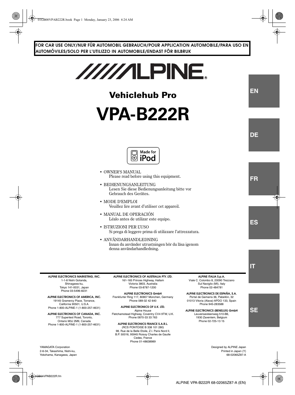 Alpine VPA-B222R User Manual | 77 pages