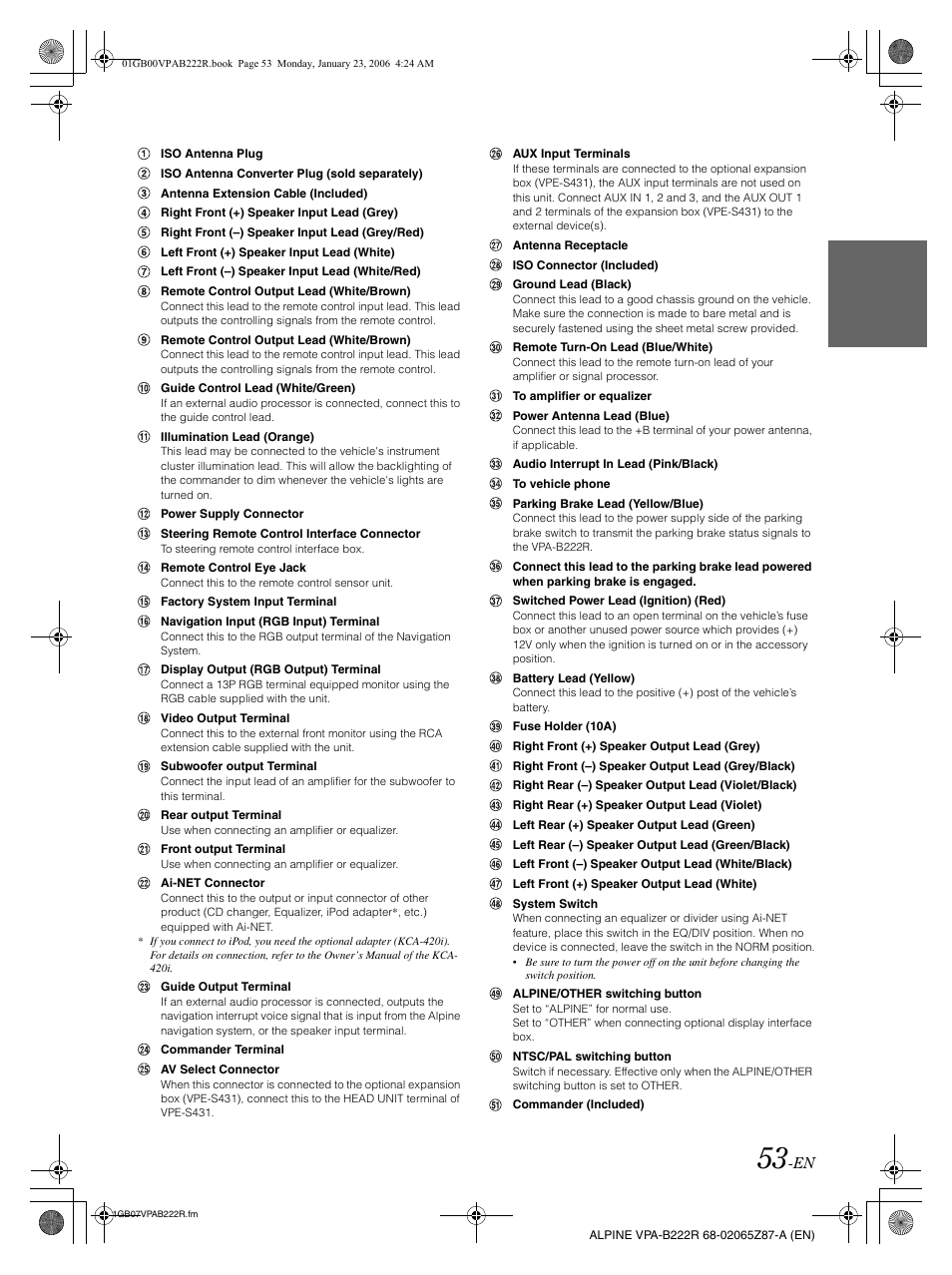 Alpine VPA-B222R User Manual | Page 54 / 77