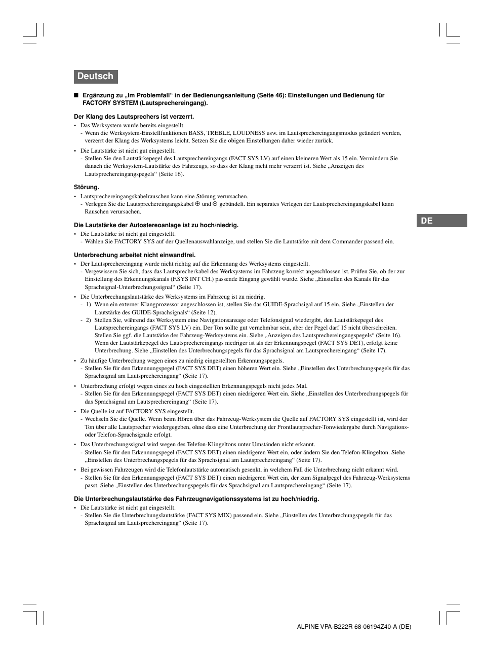 Deutsch | Alpine VPA-B222R User Manual | Page 63 / 77