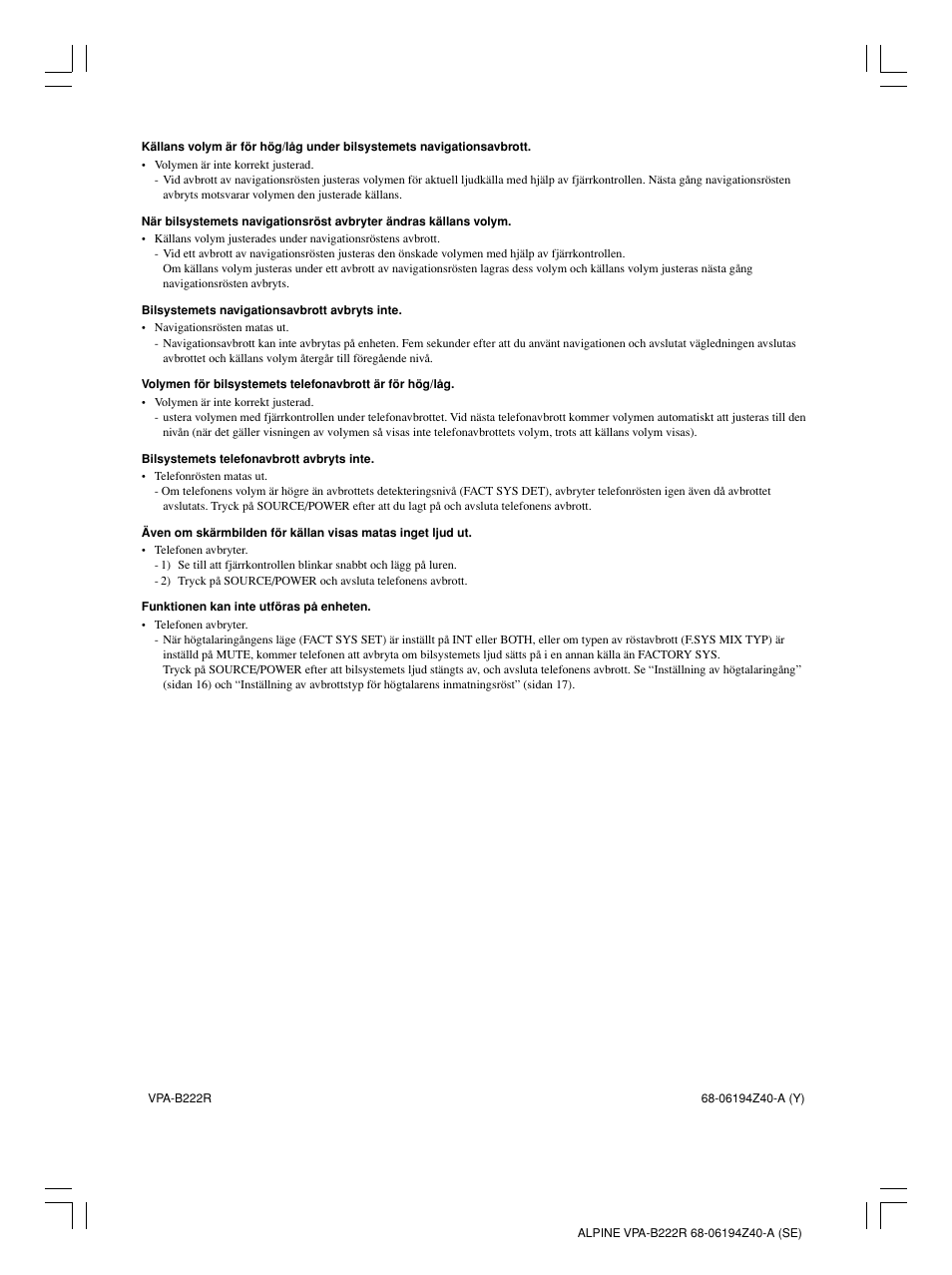 Alpine VPA-B222R User Manual | Page 72 / 77