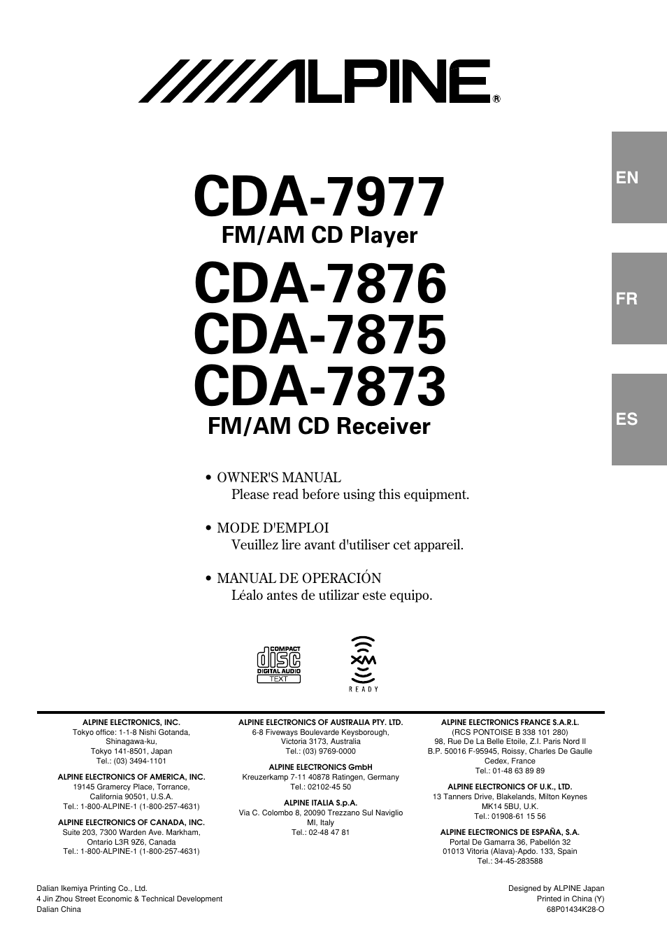 Alpine CDA-7876 User Manual | 36 pages