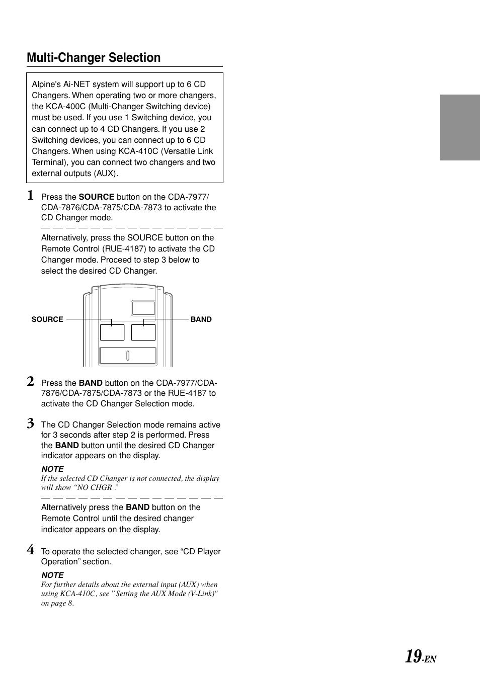 Multi-changer selection | Alpine CDA-7876 User Manual | Page 21 / 36