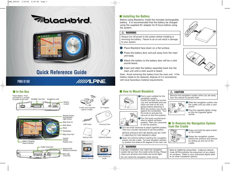 Alpine PMD-B100 User Manual | 2 pages