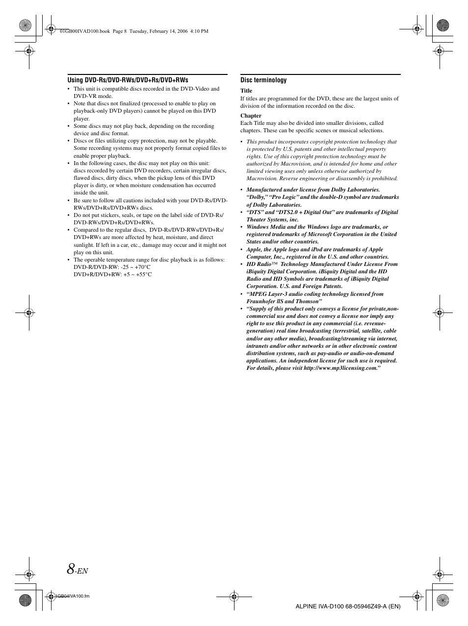 Alpine IVA-D100 User Manual | Page 12 / 83