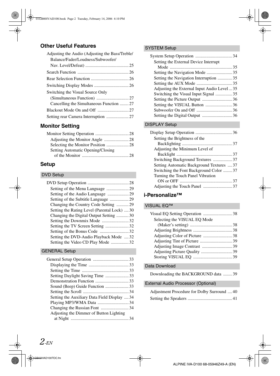 Alpine IVA-D100 User Manual | Page 6 / 83