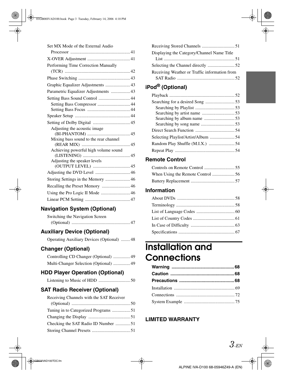 Installation and connections | Alpine IVA-D100 User Manual | Page 7 / 83