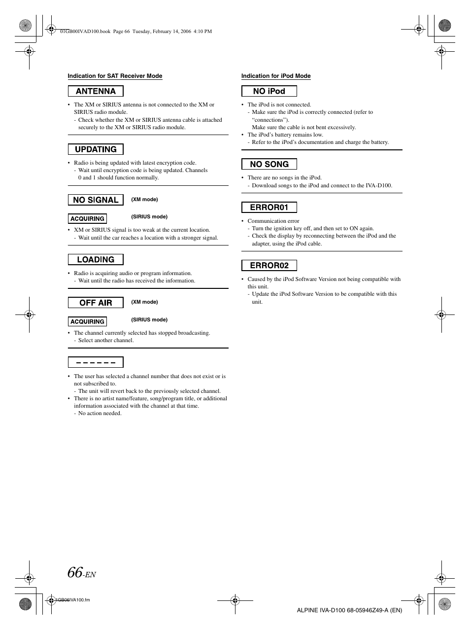 Alpine IVA-D100 User Manual | Page 70 / 83