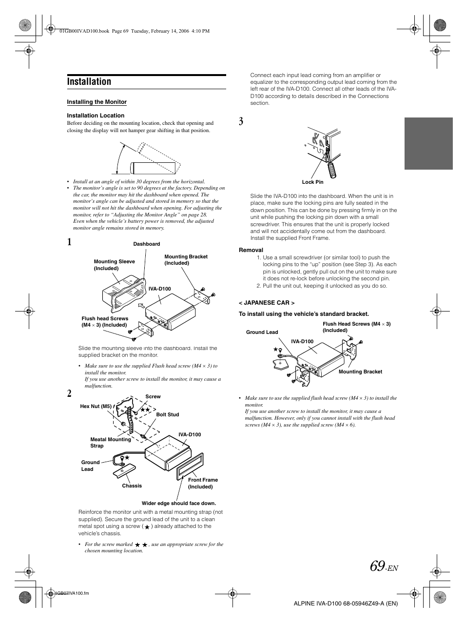 Installation | Alpine IVA-D100 User Manual | Page 73 / 83