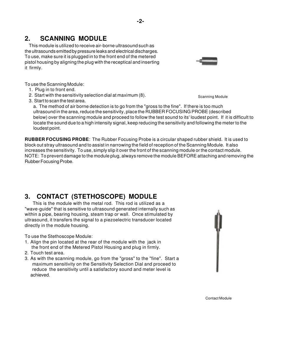 Scanning module, Contact (stethoscope) module | Alpine VOLUME 1.3 User Manual | Page 4 / 18