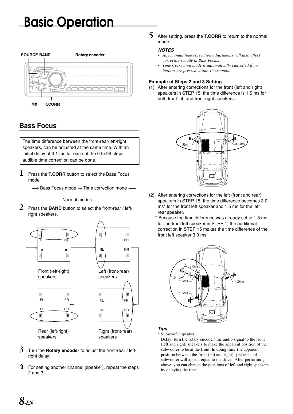 Basic operation, Bass focus | Alpine CDM-7892R User Manual | Page 10 / 30