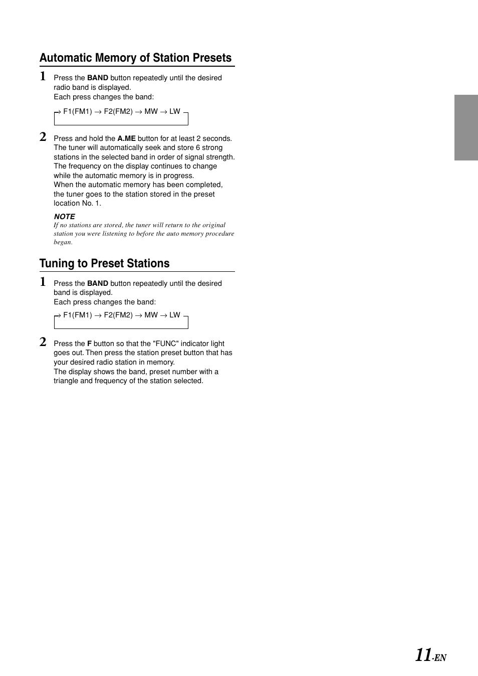 Tuning to preset stations | Alpine CDM-7892R User Manual | Page 13 / 30