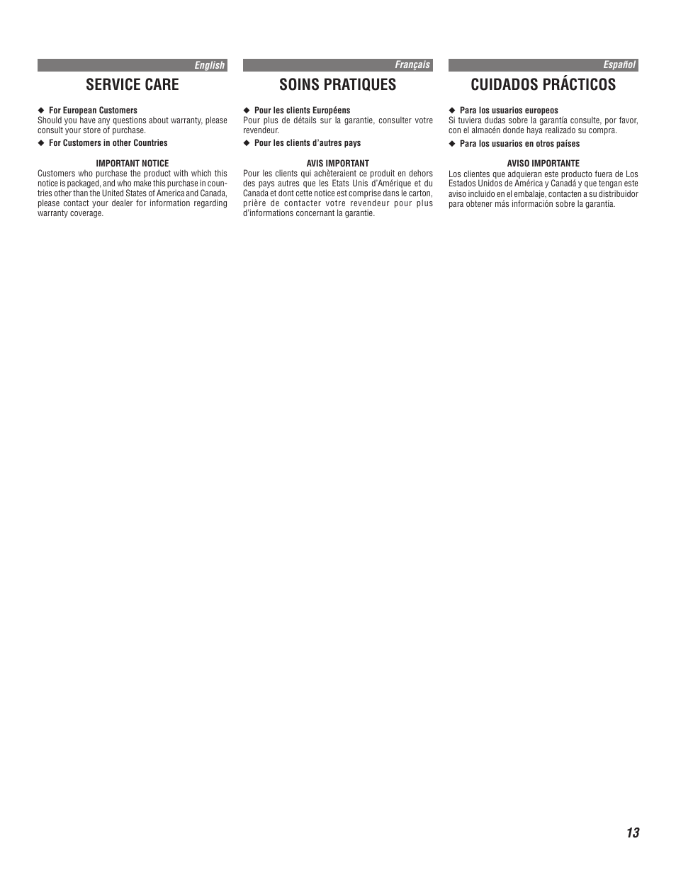 Service care, Soins pratiques, Cuidados prácticos | Alpine MRP-M450 User Manual | Page 13 / 16