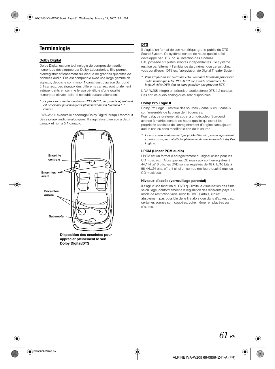 Terminologie | Alpine IVA-W205 User Manual | Page 142 / 238