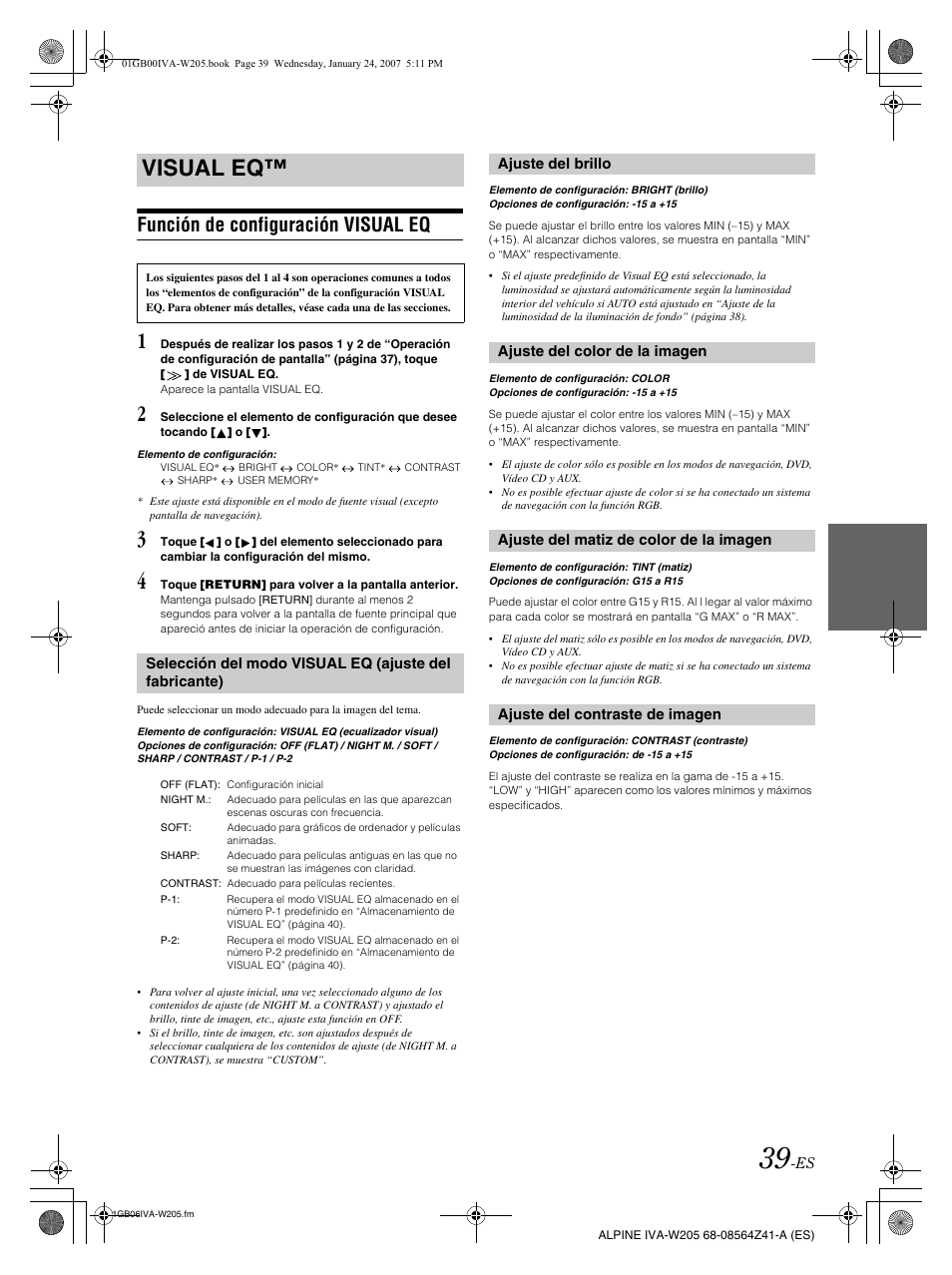 Visual eq, Función de configuración visual eq | Alpine IVA-W205 User Manual | Page 199 / 238