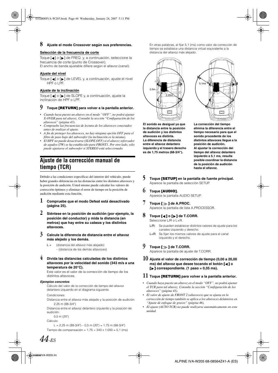 Ajuste de la corrección manual de tiempo (tcr) | Alpine IVA-W205 User Manual | Page 204 / 238