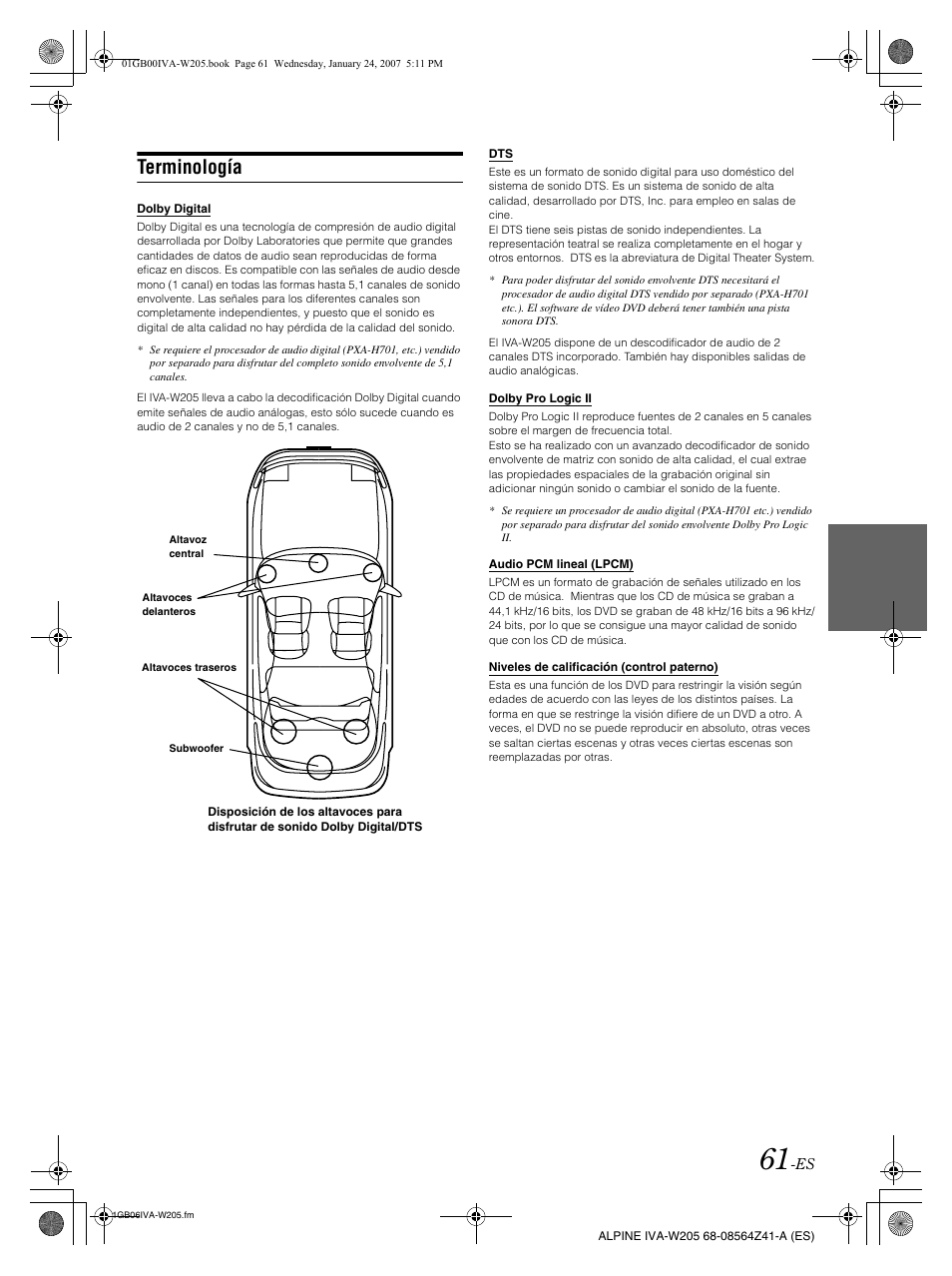 Terminología | Alpine IVA-W205 User Manual | Page 221 / 238