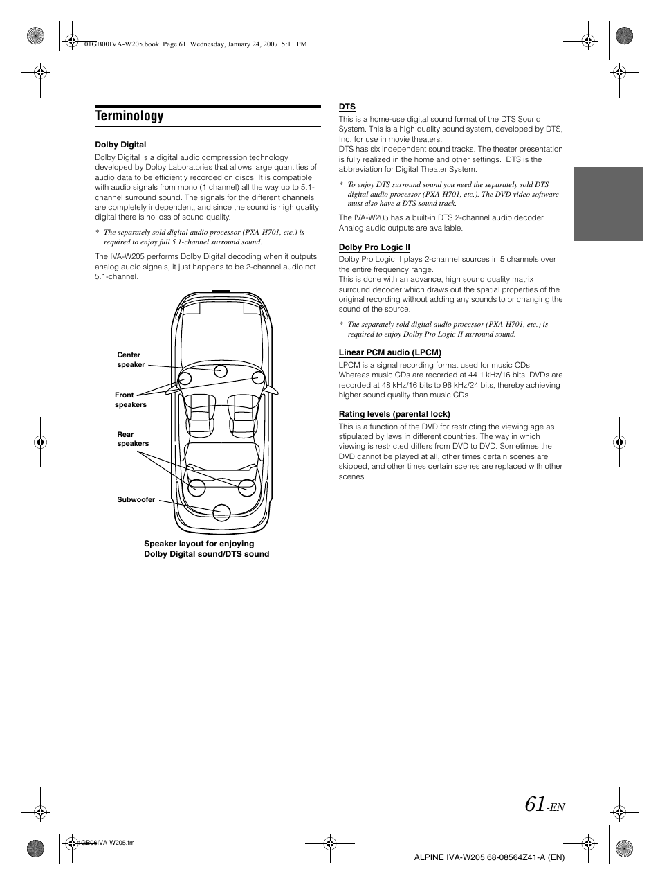 Terminology | Alpine IVA-W205 User Manual | Page 63 / 238