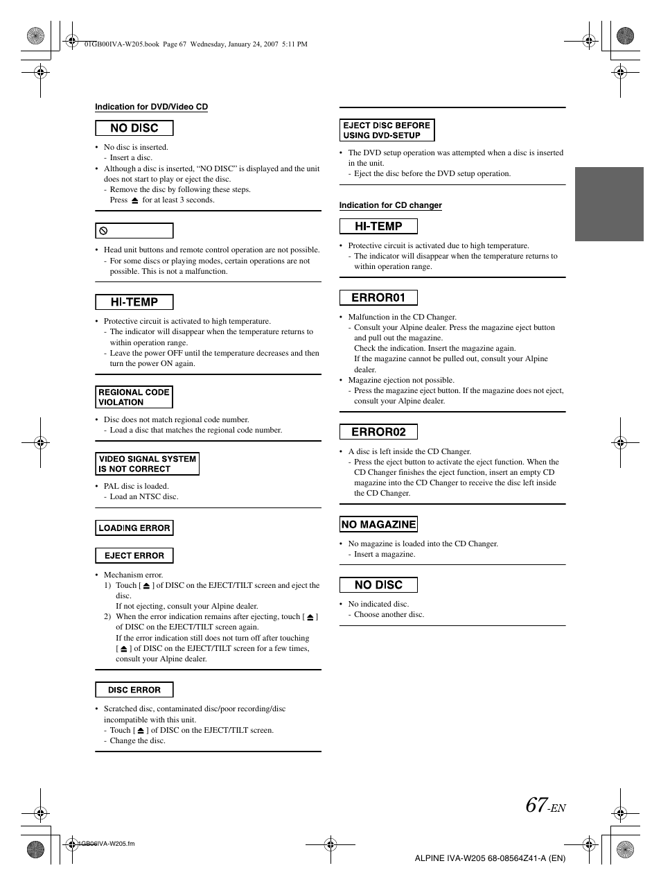 Alpine IVA-W205 User Manual | Page 69 / 238